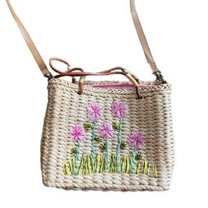Beaded Woven Straw Bag Y2K